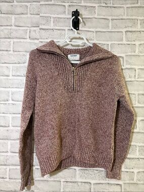 Old Navy Heathered Mauve Half-Zip Pullover Sweater, small